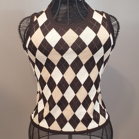 Brooks Brothers Tops - Brooks Brothers Tan/Brown Argyle Sleeveless Vest
